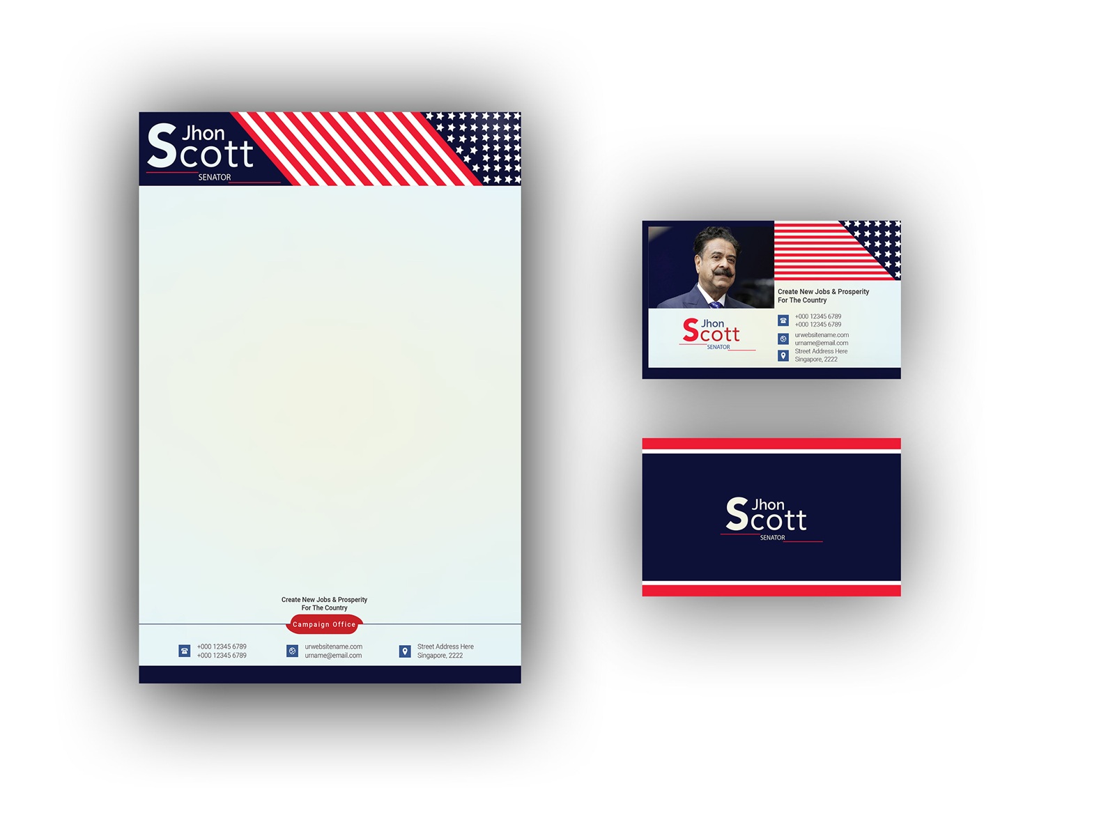 Political Candidate Business Card & Letterhead Template